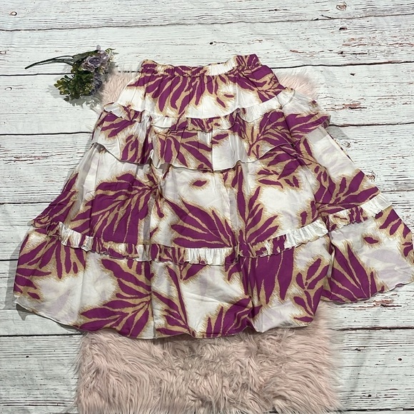 NWT Tanya Taylor Hazelle Floral Boysenberry Midi Skirt - Picture 2 of 10